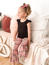 Load image into Gallery viewer, Girls Bell Bottoms in Pink Melon Plaid Print
