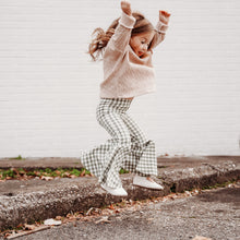 Load image into Gallery viewer, Girls Bell Bottoms in Sage Green Gingham print
