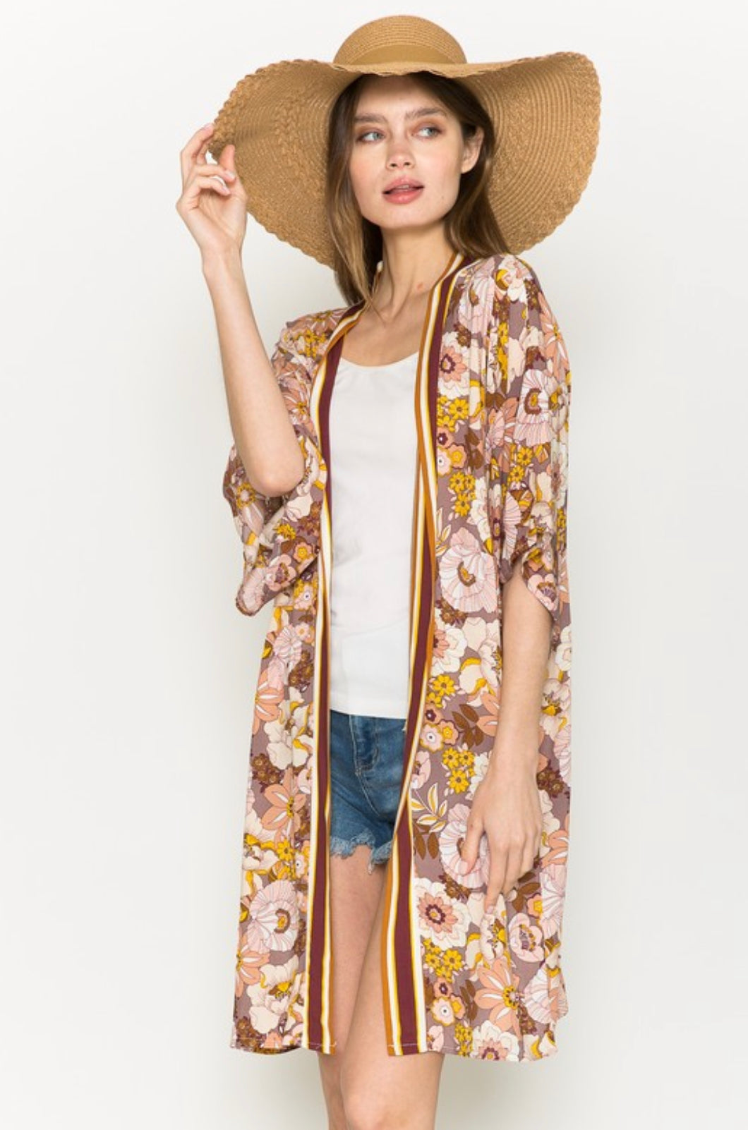 That 70s Retro Revival Floral Print Kimono Cardigan